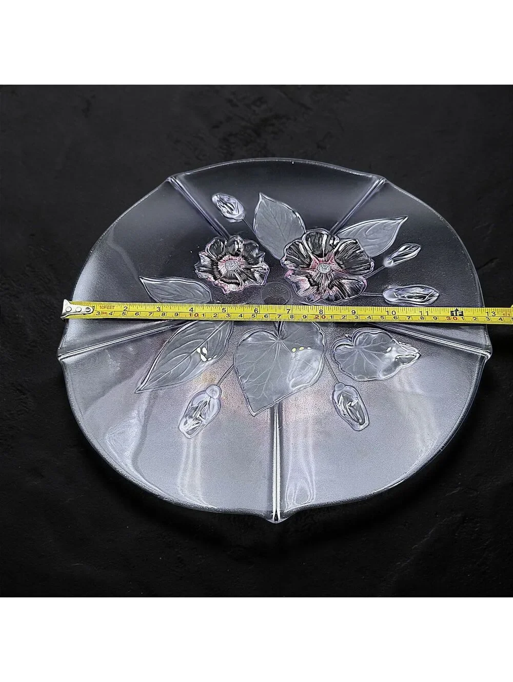 Vintage Mikasa Calypso Pastel Giftware Floral Glass Cake Stand - Large (13